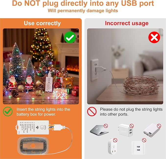 HXWEIYE Rechargeable Fairy Lights Battery Operated, DIY Timer & 8 Modes, 2 Pack 16FT 50LED Twinkle String Lights Indoor, Led mini Lights for Bedroom Wedding Dorm Christmas Tree Decor (Multicolor)