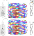 HXWEIYE Rechargeable Fairy Lights Battery Operated, DIY Timer & 8 Modes, 2 Pack 16FT 50LED Twinkle String Lights Indoor, Led mini Lights for Bedroom Wedding Dorm Christmas Tree Decor (Multicolor)