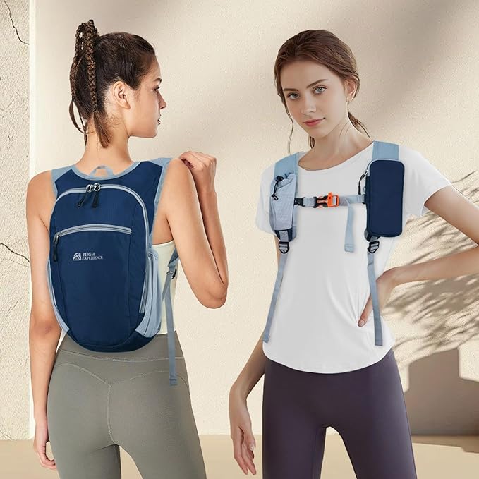 Hiking Backpack 10L/15L Small Daypack Lightweight Packable Travel Foldable Water Resistan for Women Men (Navy Blue, 15L)