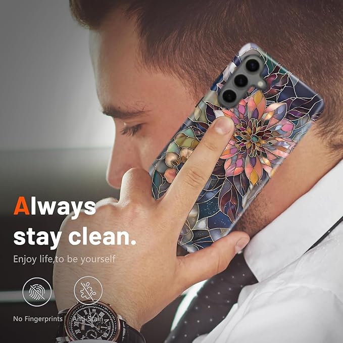 Compatible for Samsung Galaxy S25 Plus 5G Case, Dual Layer Heavy Duty 2 in 1 Shockproof Protective Phone Case,Blooming Purple Flower