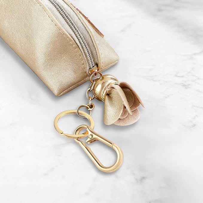 2pcs Metal Keychain Rings, Sturdy Key Chain Ring Carabiner Clip, Key Holder Organizer for Purse Charms Hook, Paracord Keychain Lanyard, Men and Women Home Car Keyrings (Silver and Light Gold)