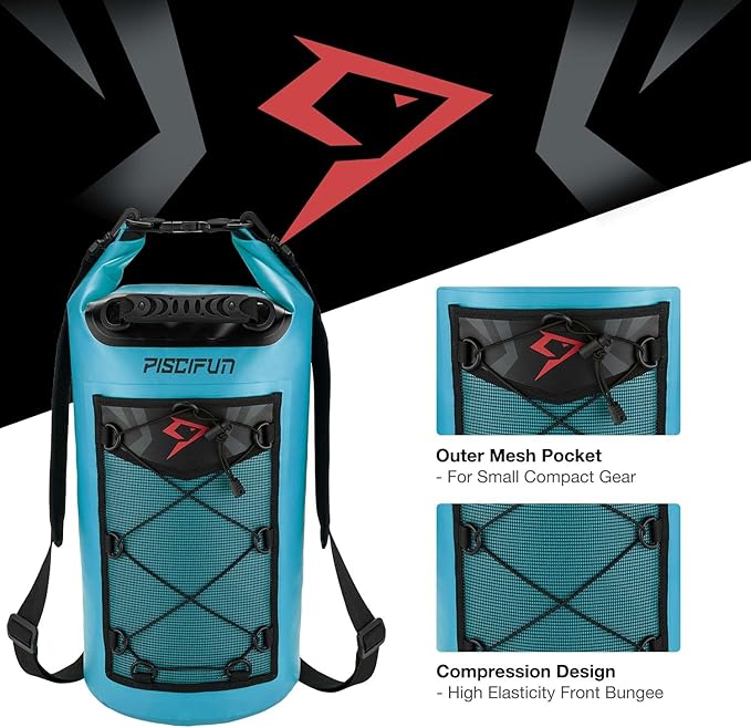 Piscifun Dry Bag, Waterproof Floating Backpack 10L/20L/30L/40L with Waterproof Phone Case for Boating, Kayaking, Fishing