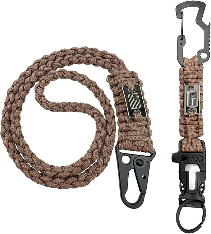 DDOUT Heavy Duty Paracord Lanyard 550 Paracord Braided Keychain for ID Badges, Camera, Whistle, Traveling, Outdoor Activities