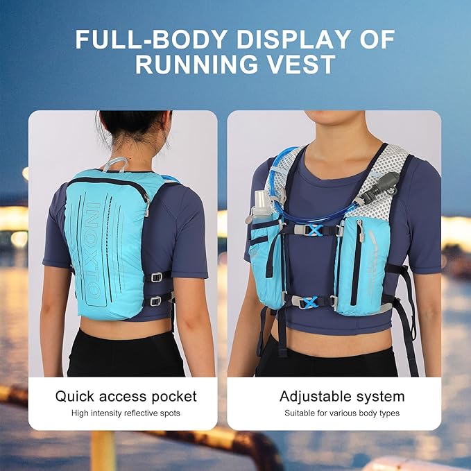 INOXTO Running Hydration Vest Backpack,Lightweight Insulated Pack with 1.5L Water Bladder Bag Daypack for Hiking Trail Running Cycling Race Marathon for Women Men