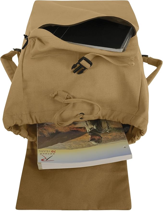 Rothco Canvas Daypack – Heavy-Duty Cotton Canvas Backpack for Hiking, Camping, Traveling, and Daily Use – 34L Capacity