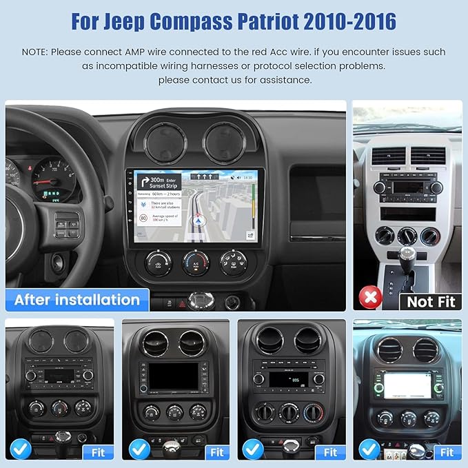 [8Core 6G+128G] Android 15 Car Radio for Jeep Compass Patriot 2010-2016 with Wireless Carplay Android Auto, 10 Inch HD Touchscreen Car Stereo with WiFi GPS Bluetooth5.0 FM/RDS 32EQ SWC