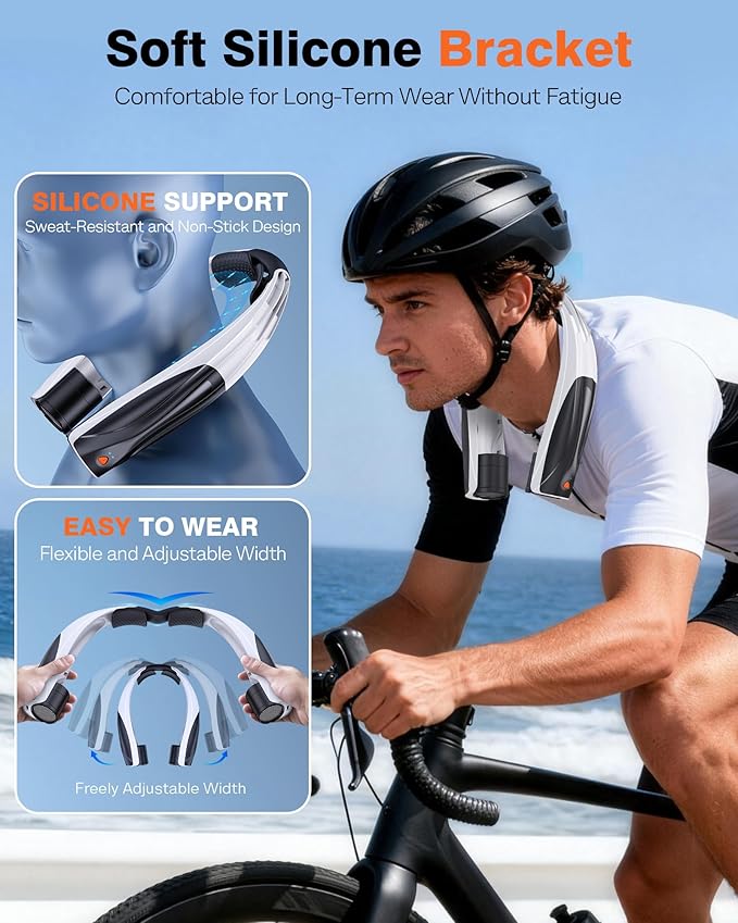 Portable Neck Fan - 6000mAh Battery Hands Free Personal Fan, 6 Speed Adjustable, Rechargeable & Wearable, Gift for Women Men, Office, Travel, Sports