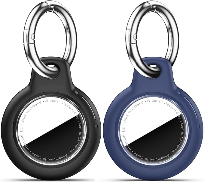 for Apple AirTag 2nd & 1st Gen, Waterproof Case for AirTag Holder Keychain,GPS Tracker Cover for Dog,Car Key,Luggage-G2-Black+Navy Blue