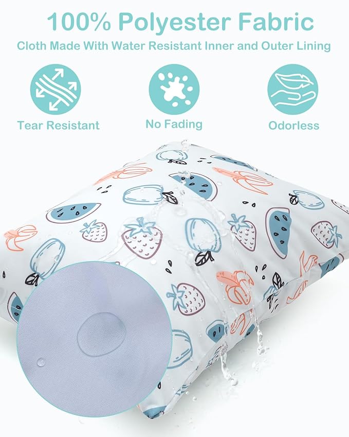 ALVABABY 2pcs Waterproof Wet Dry Bags,Reusable with Two Zippered Pockets,Baby Cloth Diaper,Travel,Beach,Pool,Daycare,Soiled Baby Items,Yoga Gym Bag,Swimsuits or Wet Clothes 2LW04