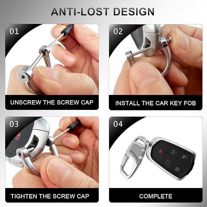 Keychain with Carabiner Clip, 4 Heavy Duty Key Rings and D Ring for Men's Car Key Fob Holder Fits Belt Loops