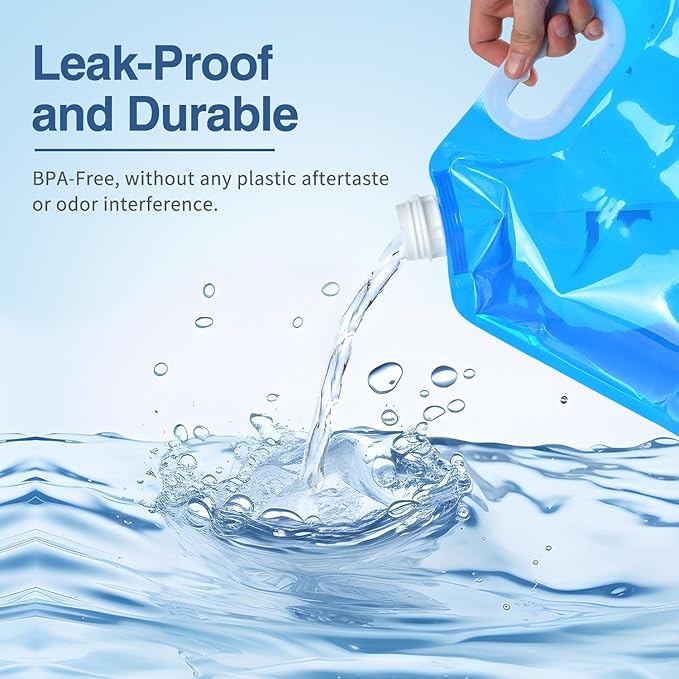 4 Pack 5L BPA Free Collapsible Water Tank Container Portable Lightweight Space Saving Outdoor Folding Water Bag for Sport Hiking Camping Riding Mountaineer