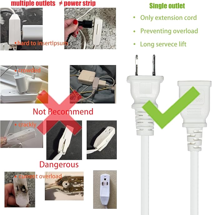 Brown Extension Cord 15FT Flat Extension Cord for Indoor/Outdoor Use with Single Outlet - Ideal for Christmas Lights, Lamps, Cameras, Household Appliances