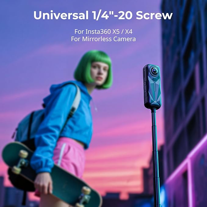 SmallRig 59" Extendable Selfie Stick Tripod for GoPro Hero 13/12/11, for DJI Action 6/5 Pro/4, for DJI Pocket 3, for Xtra Muse, for Akaso, 1/4"-20 Screw for Insta360 X5/X4, Mirrorless Camera - 5284