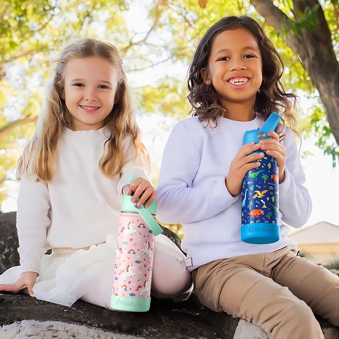 Fimibuke Kids Insulated Water Bottle, 18oz BPA FREE 18/8 Stainless Steel Kids Cup with Straw Travel Tumbler Double Wall Vacuum Leak Proof Toddler Water Bottle for School Boys Girls(1 Pack, Space)