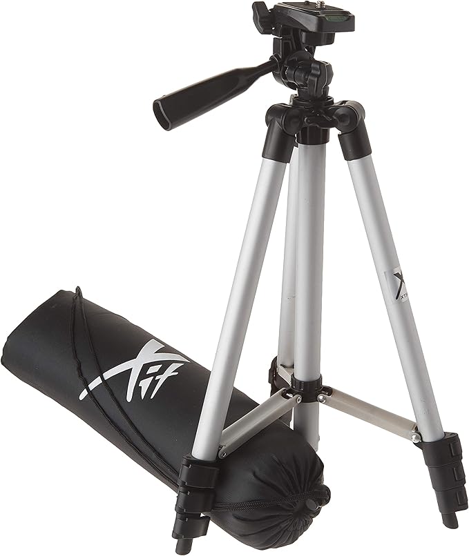 50 Inch Aluminum Camera Tripod with 3-Way Pan Head & Quick-Release Plate – Lightweight DSLR & Mirrorless Tripod with Bubble Level for Photography & Video