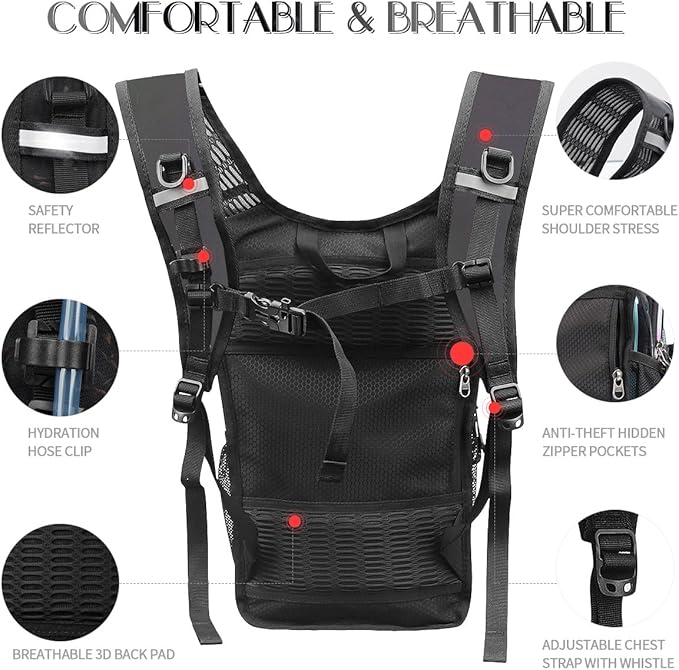 Hydration Pack, Water Backpack with 3L Hydration Bladder Lightweight Insulation, Festival Essential, Rave Hydration Backpack, Hydropack Backpack for Rave, Hiking, Biking, Festival Gear