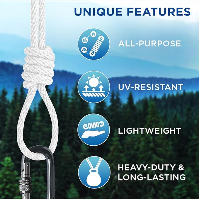 TECEUM Cotton Rope 3/16” (5 mm) – 300 FT – Strong All-Purpose Braided Rope – Natural Cotton – for Crafting, Сamping, Clothes Line, DIY, Indoor & Outdoor Use – White