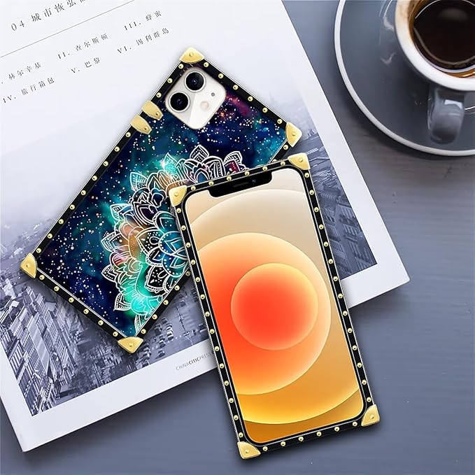 Compatible with iPhone 11 Case, Starry Sky Colourful Mandala Luxury Golden Decoration for Girl Women Soft TPU Shockproof Protective Hard PC Back for iPhone 11