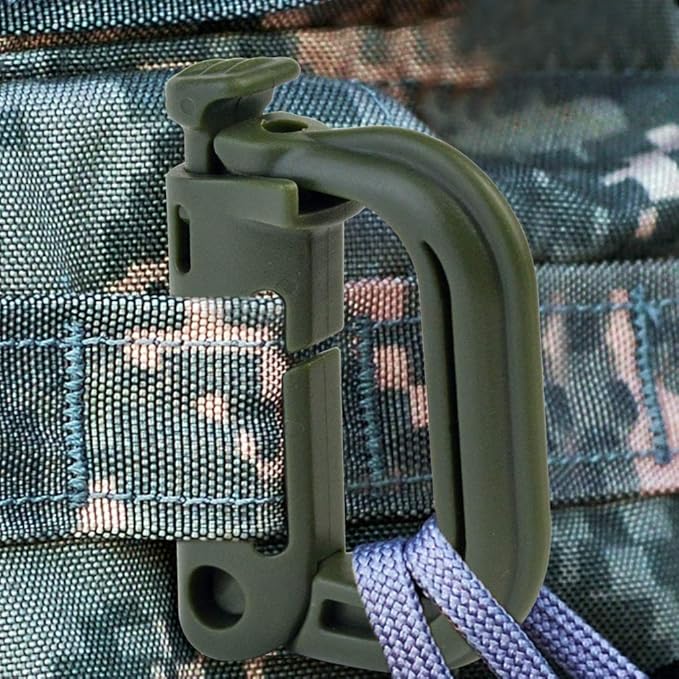 Topbuti 18 pcs Multipurpose Grimlock D-Ring Locking Molle Clips Hanging Hook for Webbing Strap Molle Bag Tactical Backpack