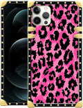 Compatible with iPhone 11 Pro Max Case, Pink Black Leopard Luxury Golden Decoration for Girl Women Soft TPU Shockproof Protective Hard PC Back for iPhone 11 Pro Max