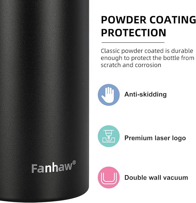 Fanhaw 24 oz Insulated Stainless Steel Water Bottle with Straw Lid, Leakproof & Anti-Dust Sports Bottle for Kids, Women & Men (Purple Green)