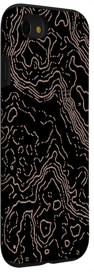 Topography Black & Brown Abstract Pattern Topographic Map Case for iPhone SE (2020) / 7 / 8