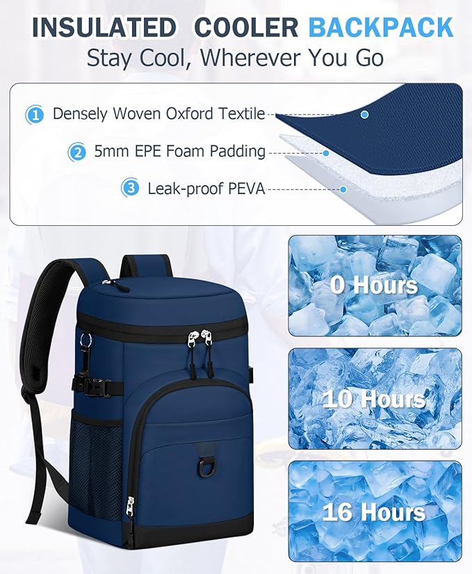Cooler Backpack, 22L Waterproof Soft Backpack Coolers Leak Proof Beach Backpack Insulated Picnic Lunch Bag for Fishing Camping,Beach,Hiking,Travel