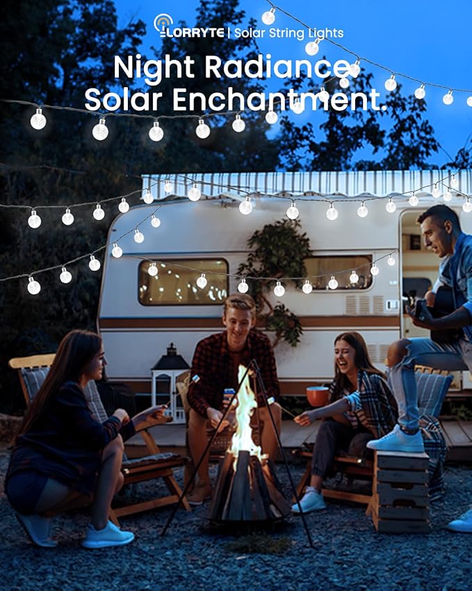 LORRYTE White 2-Pack 100 LED 64FT Crystal Globe Solar Lights Outdoor, Waterproof Solar String Lights Outdoor Decorative with 8 Lighting Modes for Patio Decorations Garden Wedding Party Tree Porch
