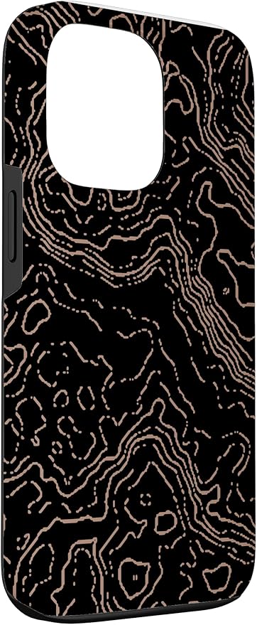 Topography Black & Brown Abstract Pattern Topographic Map Case for iPhone 13 Pro