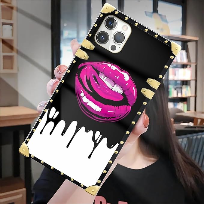 Compatible with iPhone 12 12 Pro Case, Black White Red Slap Sexy Luxury Golden Decoration for Girl Women Soft TPU Shockproof Protective Hard PC Back for iPhone 12 12 Pro