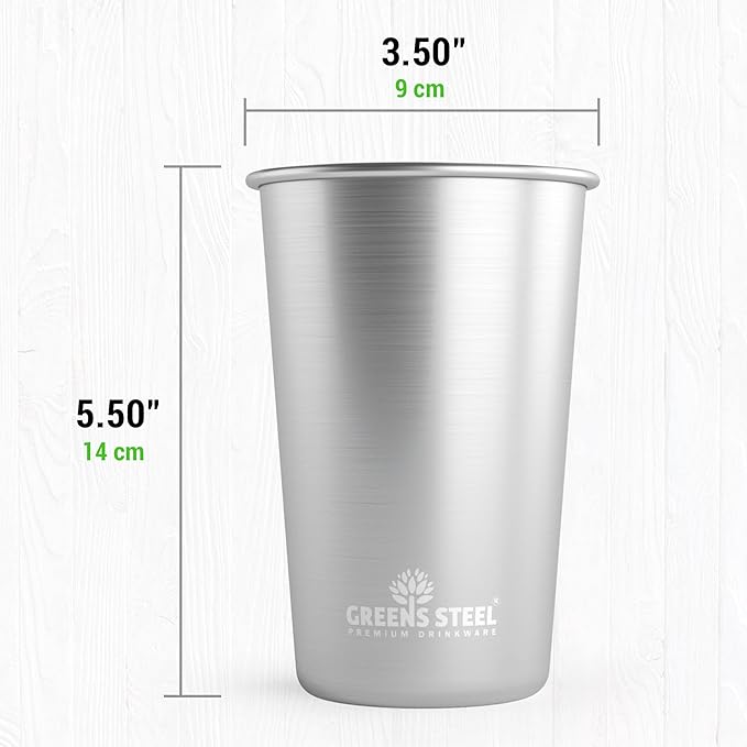 Stainless Steel Cups 20oz - Large Single wall Tumbler - Extra Strong Stackable Durable Pint Cup (2 Pack)