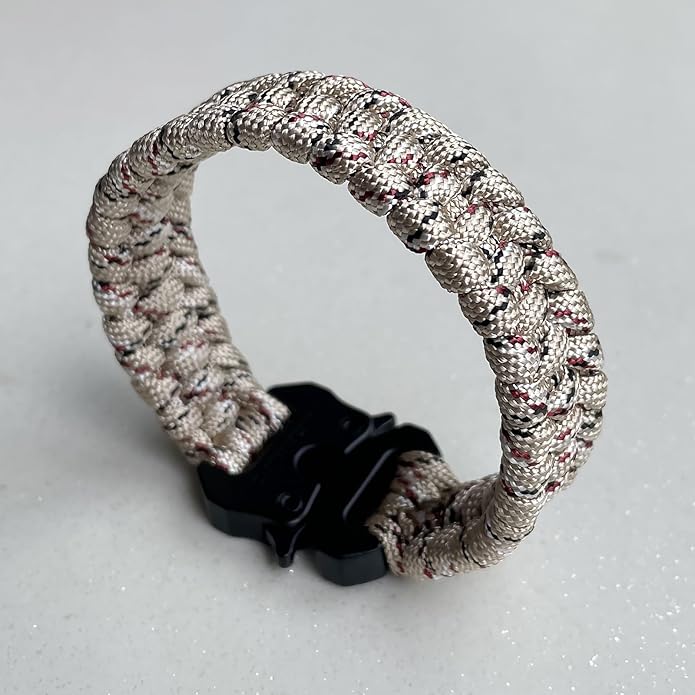 Parachute Cord Bracelets Trilobite Weaved Paracord Bracelet with Side Release Buckle 8.7 inch Black Bracelet for Men Women 1 Set