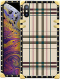 Compatible with iPhone XR Case, Black Red Beige Stripes Luxury Golden Decoration for Girl Women Soft TPU Shockproof Protective Hard PC Back for iPhone XR