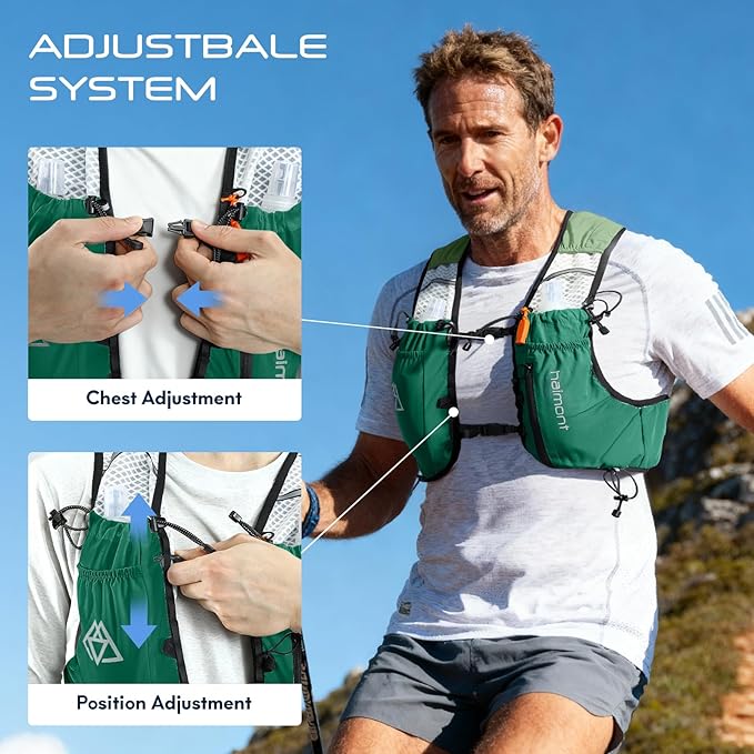 Haimont Running Hydration Vest with Water Bottles for Men Women, Lightweight 10L Hydrated Vest Pack for Trail Running, Hiking