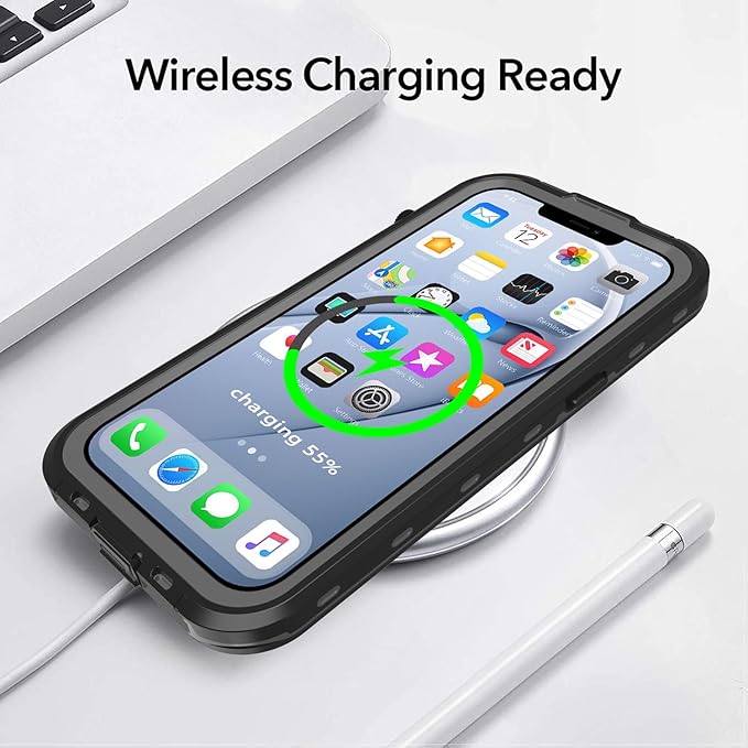 for iPhone 14 Case Waterproof, [Shockproof] [Dustproof] [IP68 Waterproof] Full-Body Hard Case Built-in [Lens Screen Protection] for Diving Case (Black, for iPhone 14 6.1in)