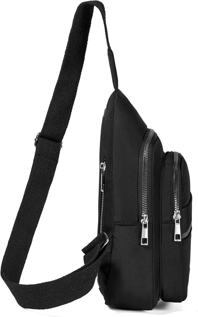 Banelu Cross Body Bag Small Sling Backpack Sling Bags Hiking Daypacks Crossbody Bags for Women Men - Silver Zipper