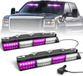 HLauto 6Z4J Emergency Dash Strobe Lights: 2x16.8 inch Purple White Safety Lights, 48 LED Flashing Warning Hazard Interior Windshield Visor Traffic Light Bar for Trucks, Construction Vehicles