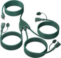 BN-LINK Outdoor Extension Cord 1 to 3 Splitter, Max 13 ft Extension(25 ft Total), Multi Outlet Power Cord, 16/3 SJTW Weatherproof for Lighting, Landscaping & Holiday Decorations, Grounded, ETL Listed
