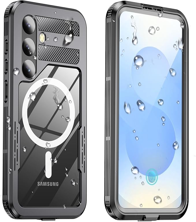 for Samsung Galaxy S25 Waterproof Case, [Fit for Magsafe] [IP68 Water Proof] [Built-in Screen Protector], Magnetic Heavy Duty Military Grade Rugged Phone Case for S 25 6.2", Black
