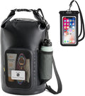 Rynapac 10L Waterproof Dry Bag with Bottle Holder & Mesh Pocket, 500D PVC Tarpaulin Roll Top Dry Sack with Inner Waterproof Adsorption Film, Dry Storage Bag for Kayaking, Boating, Beach, Camping