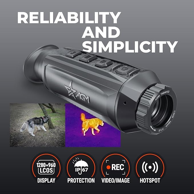 AGM Global Vision Taipan V2 Thermal Imaging monocular for Hunting with Advanced 12μm Sensor, Video Recording, WiFi, IP67 Waterproof