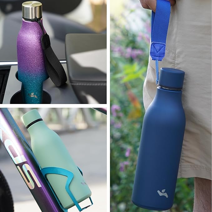 Konokyo Insulated Water Bottle with Strap,18 oz Double Wall Stainless Steel Vacuum Bottles Metal Water Flask,Yellow