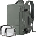 Hanples Travel Backpack as Personal Item Travel bag Flight Approved, 35L Carry on Backpack, 17 Inch Laptop Backpack, Waterproof Backpack, Casual Bag with 2 Toiletry Bags (Olive Green)