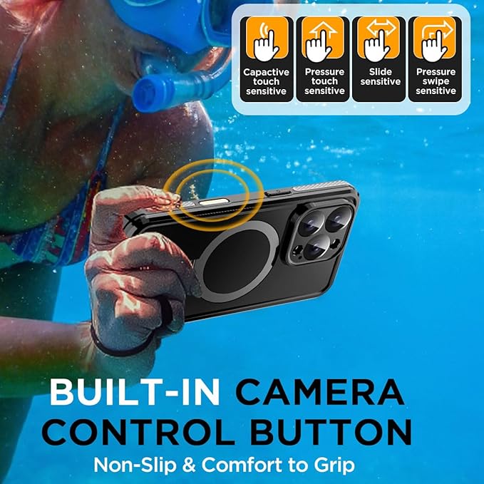 AICase Magnetic for iPhone 16 Pro Case Waterproof Magsafe[Ring Invisible Stand & Screen Protector][IP68 Underwater][Dropproof][Dustproof][Real 360] Shockproof Protective Phone Case 6.3''2024
