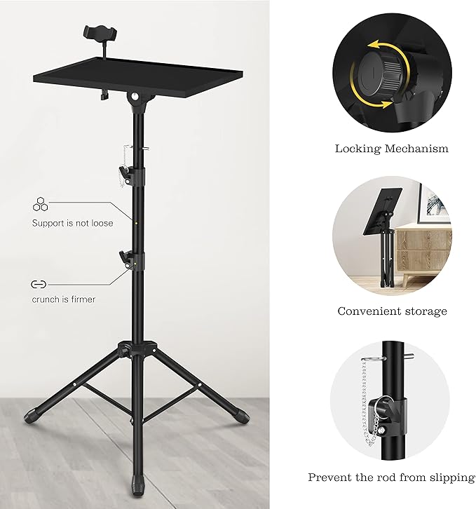 Facilife Projector Stand Tripod - Laptop Tripod Projector Stand Adjustable Height 22 to 47 Inch, Projector Tripod Stand, Tripod for Porjector, Projector Stand for Outdoor Movies