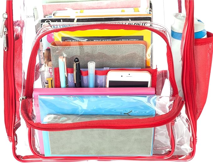 K-Cliffs Large Transparent Backpack Clear Heavy Duty School Bag Durable Student Bookbag See Through Vinyl Daypack Workbag
