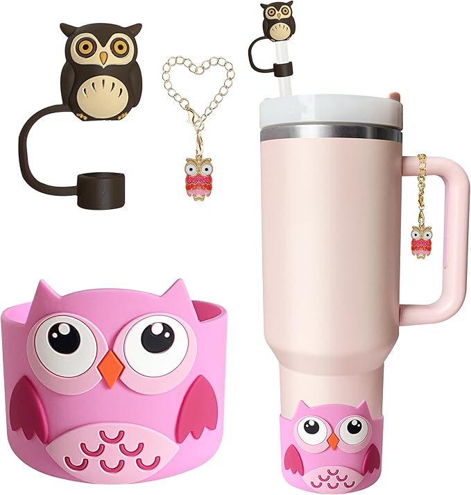 Silicone Boot for Stanley 40oz Tumbler, Owl Straw Cover Bottom Protector Suitable Stanley,Hydro Flask,Simple Moderm,Owala,Yeti