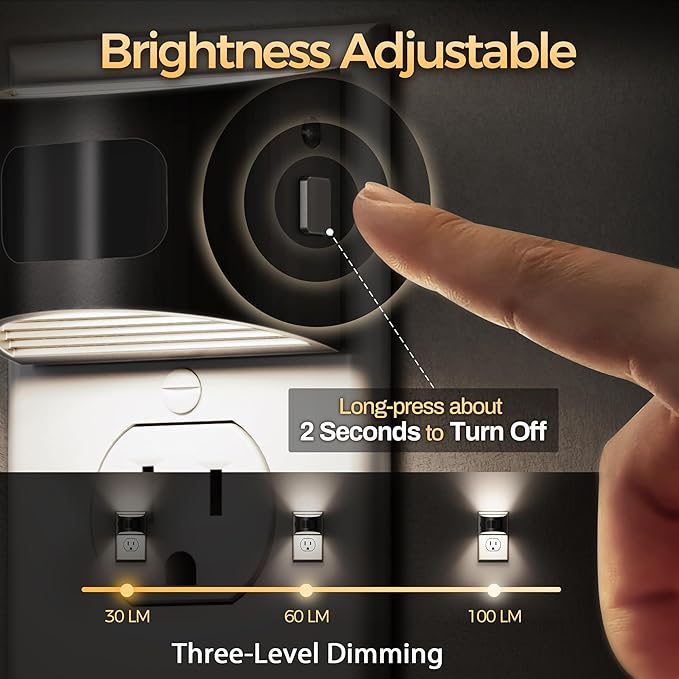 DORESshop LED Night Light[2 Pack], Night Lights Plug into Wall, 3 Mode Plug in Night Light with Motion Sensor, Dusk to Dawn Sensor, 5000K Daylight White, Nightlights for Adults, Bedroom, Hallway