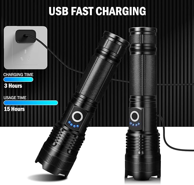 Lylting Rechargeable Flashlights High Lumens, 4 Pack 99,000 Lumens Led Flashlights with 5000ɱAh Βattery, Waterproof Powerful Flash Light Multifunctional Flashlights for Home Camping Hiking