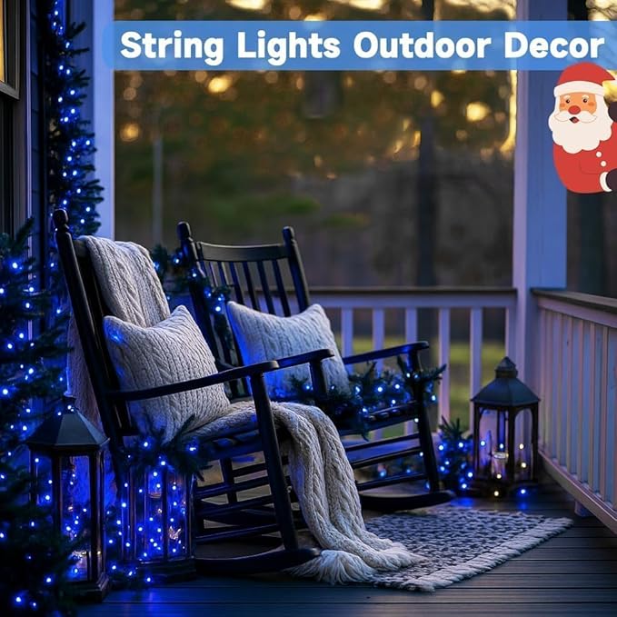 Extra-Long Solar String Lights for Outside, 4 Pack 400LED Solar Fairy Lights Outdoor Waterproof, Copper Wire with 8 Modes Solar Twinkle Lights for Tree Garden Party Patio Xmas Wedding Decor (Blue)